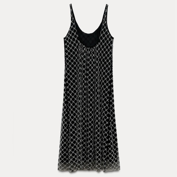 NWT Zara Chic Beaded Jewel Midi Dress - Picture 3 of 17